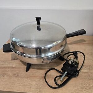 Vintage Farberware Electric Fry Pan Skillet Dome Lid 310-B Stainless Steel 12"